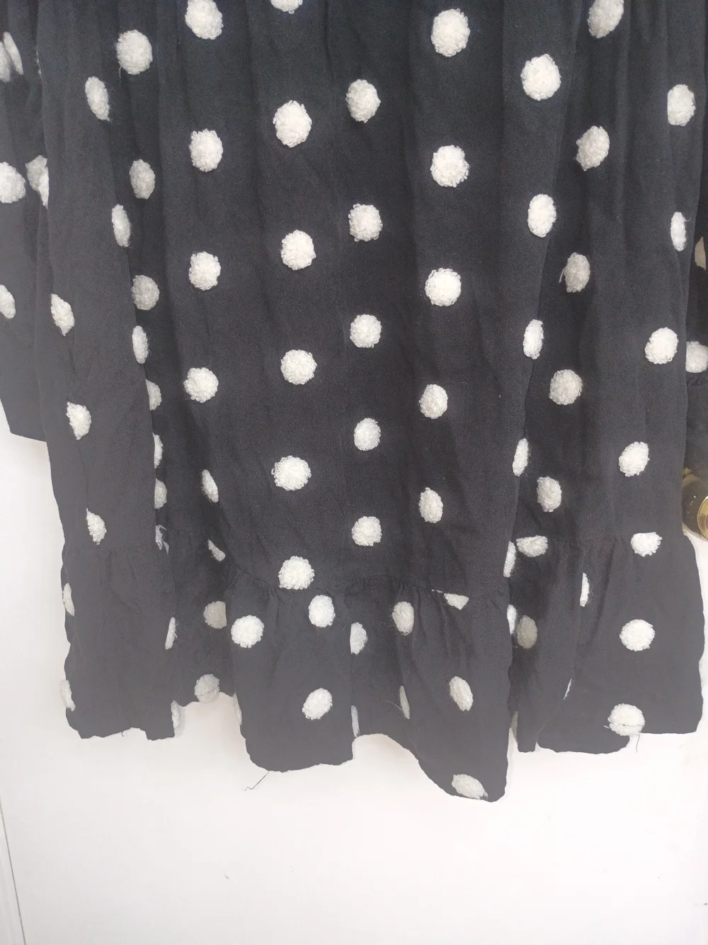 V-Neck Long Sleeve Polka Dot Dress - Black/White - Picture 11 of 12